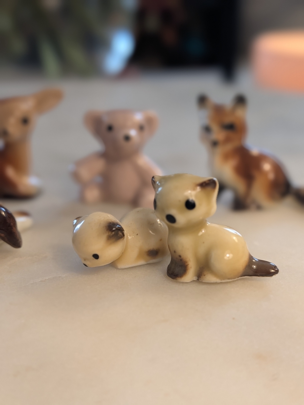 Mini Ceramic Woodland Animal Figurine Set Of 6 Vintage - Picture 3 of 14